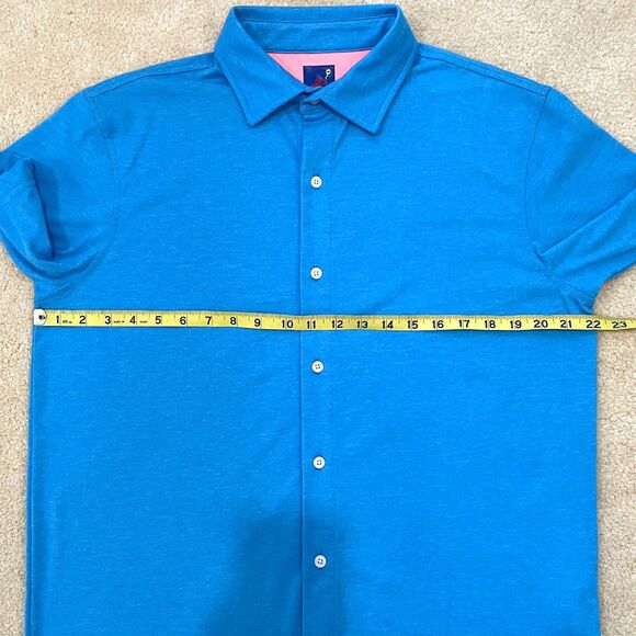 $90 Michael's Swimwear NWT Men's Size M Stretch Solid Blue Polo Shirt Peru - Picture 6 of 9